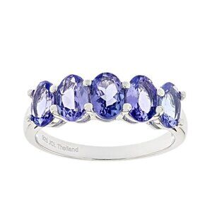 NIB Blue Tanzanite Rhodium Over Sterling Silver Ring 2.35ctw (DOK3243) - Size 8